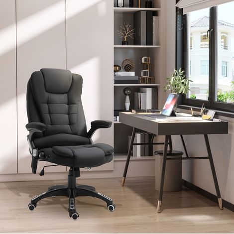Silla gaming de oficina con masaje, calefacción, reclinable 130°, negra DESVIAE (1/5)