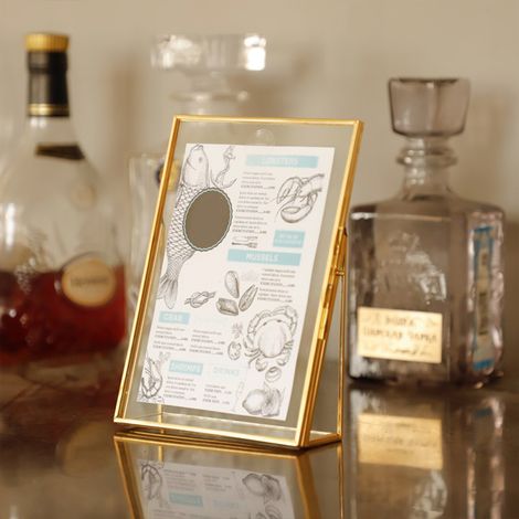 Cadre d'exposition en verre géométrique de style simple (14 x 16 x 4,7 cm) avec support, pour spécimens de plantes. (1/5)