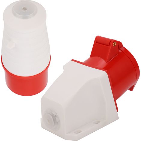 Connecteur industriel étanche 32A 5 broches 3P+N+E triphasé 220-415V, jeu de prises mâle/femelle pour usage professionnel extérieur (1/5)
