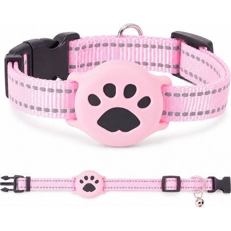Localizzatore GPS per gatti senza abbonamento - Sistema di localizzazione per gatti con collare (28-39 cm) - Impermeabile IP68 - Compatibile con Apple Dov'è e Android - Rosa (1/5)