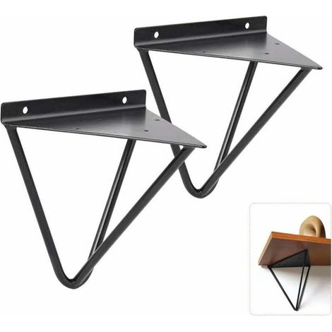 Vintage Triangle Support 2PCS Or/Blanc/Noir Support d'étagère Métal Mural Décoratif en Fer Forgé Support d'étagère pour Salle de Bain, Cuisine, Hôtel, Bar, Noir, Mounting plate thick 1.2MM (1/5)