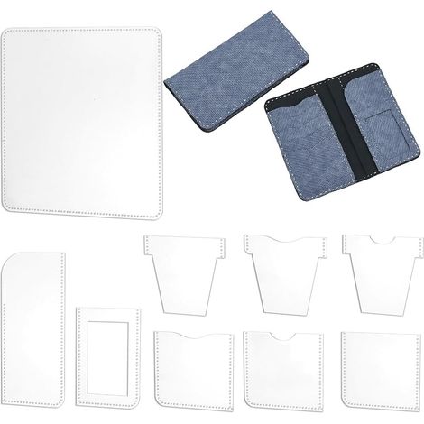 Lot de 9 pochoirs en acrylique pour portefeuille en cuir transparent - Pochoir de couture - Pochoir à main - Modèles de forme pour portefeuille femme en cuir - Artisanat - Bricolage débutant (1/5)