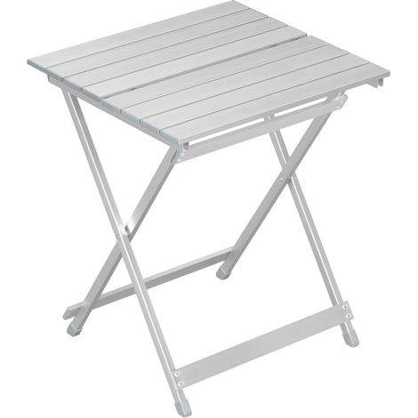Table de Camping Pliante en Aluminium, 50,5x47x59,5cm, Argenté (1/5)