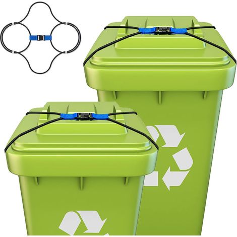 2 pièces verrous de Poubelle, Cordon élastique pour poubelles extérieures, verrous de Poubelle, verrou de Poubelle, adapté aux poubelles (1/5)