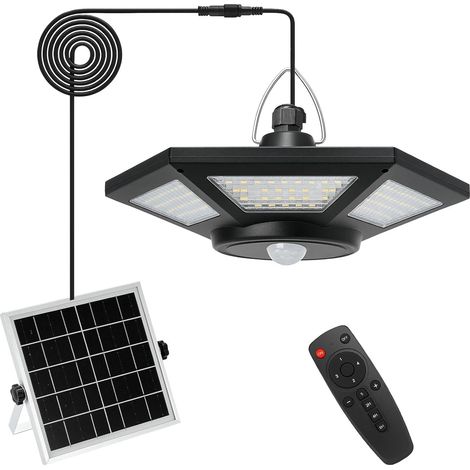 LN COZY CORNER Solar Light Outdoor with Remote Control, Waterproof Solar Shed Light Hanging Lamp for Garden, Patio, Garage, Gazebo, Indoor Use Black (1/5)