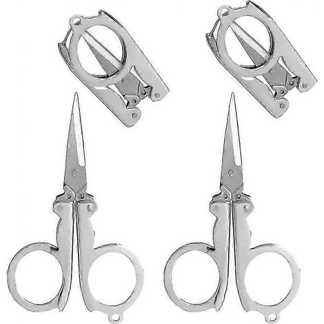 Klappschere aus Edelstahl, 10 cm (4 Zoll), Mini-Papierschere, faltbare tragbare Reiseschere, Metallschere für Heimwerkerarbeiten, 4er-Pack KSI (1/5)