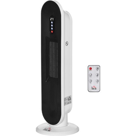 Chauffage soufflant avec minuterie 24 heures, 2000 W, 2 modes de oscillation, métal, blanc et noir (1/5)