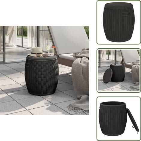 The Living Store Boîte de rangement de jardin 4 en 1 noir polypropylène - Tabouret extérieur (1/5)