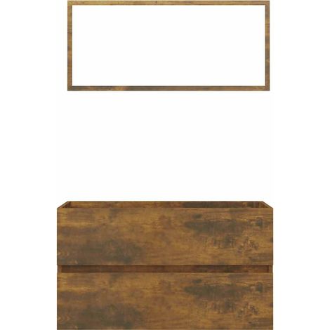 Ensemble de meubles de salle de bain 2 pcs Chêne fumé (1/5)