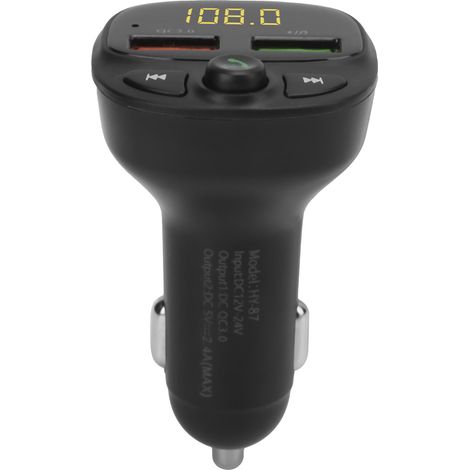 Transmetteur FM double USB pour voiture, Bluetooth 5.0, QC 3.0, affichage LED, mains libres, rappel vocal, 12-24 V (1/4)