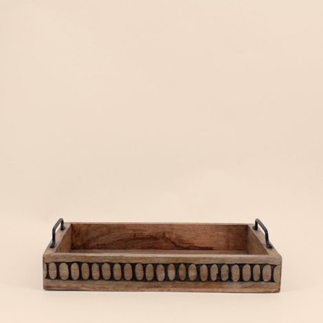 Plateau en bois avec poignées 38x24cm (1/5)