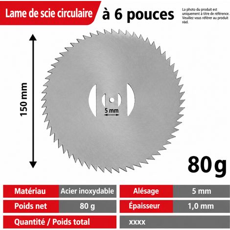 Lame de débroussailleuse 6 pouces 150 mm dents pointues acier blanc 80 g, acier laminé à froid, 5 mm, 0.111, 15 × 15 × 0,1 cm, 125 g – Livraison gratuite