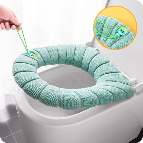 Tapis de toilette chaud épais 2 pièces, utilisable en toutes saisons, housse de siège de toilette lavable avec poignée, housse de siège de toilette (1/4)