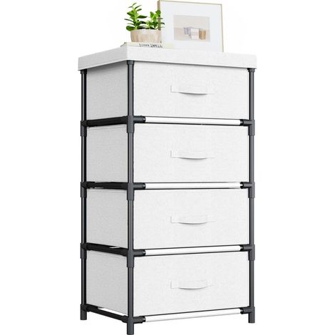 Stoffkommode mit 4 Schubladen, weiß, Aufbewahrungsschrank für Flur, Schlafzimmer, Büro (1/5)