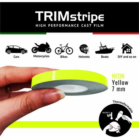 Trim Stripe Strisce Adesive per Auto, Fluo Giallo - Dimensione: 7 MM X 10 MT