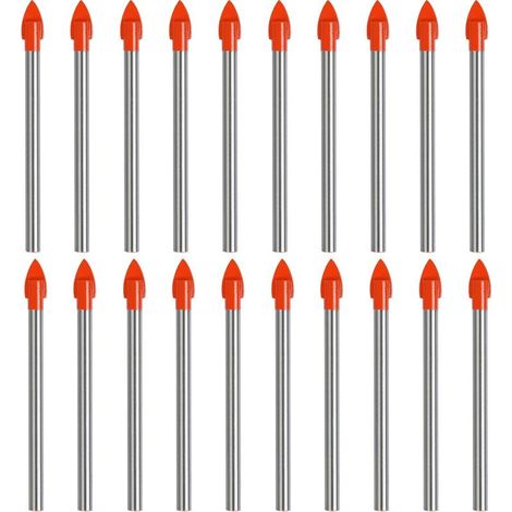 Foret Carrelage 6mm Foret à Percer Le Verre 20Pcs Foret Verre Revêtement en Titane, Meche Carrelage 6 mm Foret Carbure de Tungstene Carrelage pour Forage Carrelage, Verre, Ceramique et Bois (1/4)