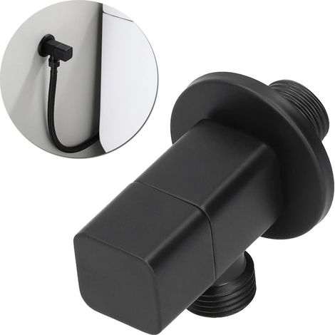 Vanne d'Angle de Robinet, Soupape d'Angle G1/2 Soupape d'Arrêt d'Eau de Mélangeur Noir pour l'Alimentation Des Toilettes de Salle de Bain à Maison (1/5)
