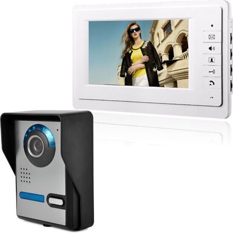 7-inch LCD video doorbell, tone, intercom, camera, monitor, home security system, 110-240 V (EU) (1/4)