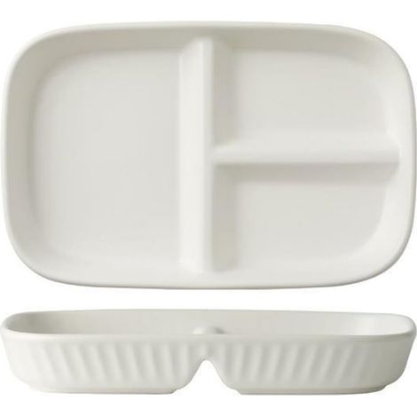 1 Assiette Compartimentée Porcelaine, 3 Sections Contrôle Portions, Lavable Micro-ondes, Adulte Enfant Régime