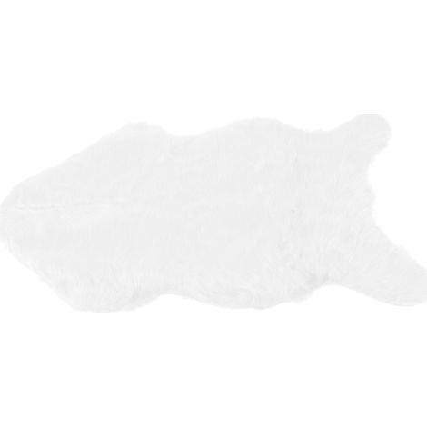 Tapis en fausse fourrure de mouton, doux et moelleux, idéal pour la chambre, le canapé, le sol ou le salon (blanc). (1/5)