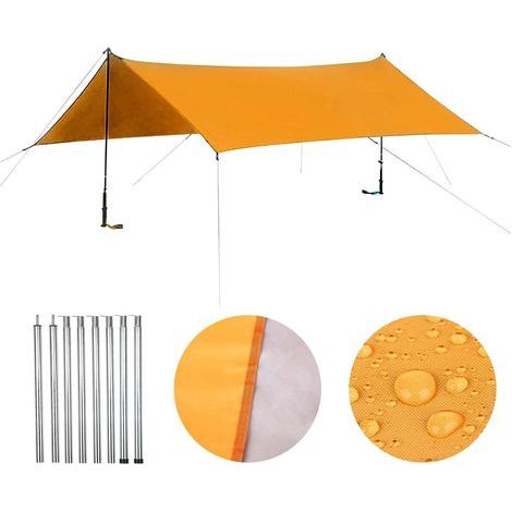 GENERIC-Voile d'Ombrage Rectangulaire avec Soutien, Voile Pare-Soleil Imperméable Une Protection des Rayons UV, Toile Solaire en Oxford pour Extérieur Jardin Patio Terrasse, Orange 3x4.5m (1/5)