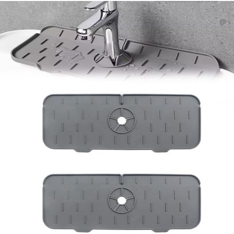 1 Tapis De Robinet En Silicone, Plateau Anti-Gouttes Avec Drain, Pour Évier De Cuisine (1/5)