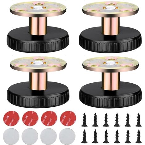 Pieds de Meubles Réglables 27-40 mm – Lot de 4 Stabilisateurs de Cadre de Lit Noir, Pieds Réglables en Hauteur avec Ruban Adhésif Double Face pour Armoires, Lits, Canapés, Tables et Chaises (1/5)