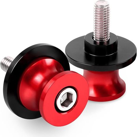 2 Pièces Moto Bras Oscillant Bobines Curseurs, Moto 8mm Cnc Diabolos Support De Bras Oscillant, Aluminium CNC Swing Spool Sliders Bras Swingarm Bobbins, Protection CNC Accessoires Moto(Rouge) (1/5)