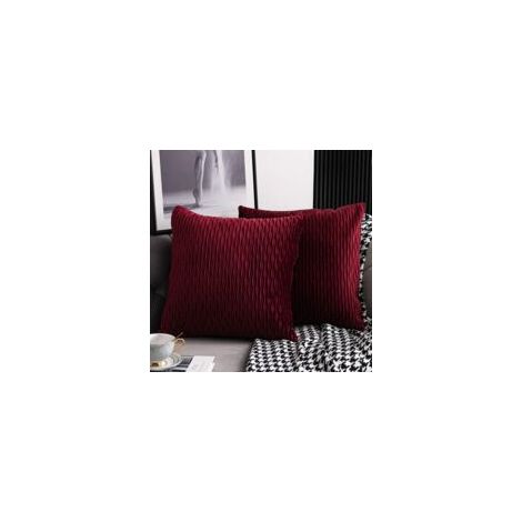 ZOLGINAH Kissenbezüge in Burgunderrot: 2er-Pack 45 cm x 45 cm, dekorative quadratische gestreifte Samtkissenbezüge für Schlafzimmersofa - Crezuo