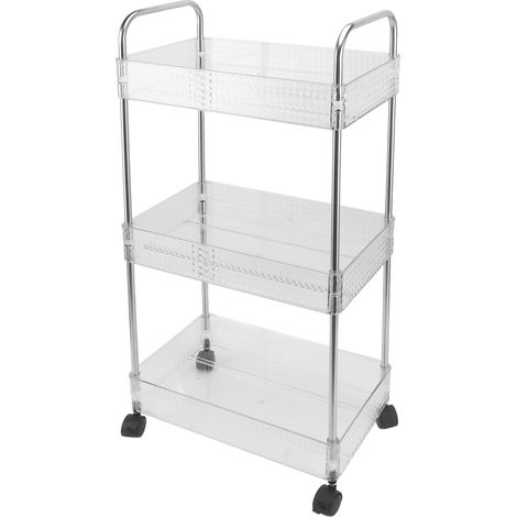 Étagère de Rangement Multifonctionnelle 3 Niveaux Chariot Mobile pour Salle de Bain Buanderie Espaces Étroits (1/5)
