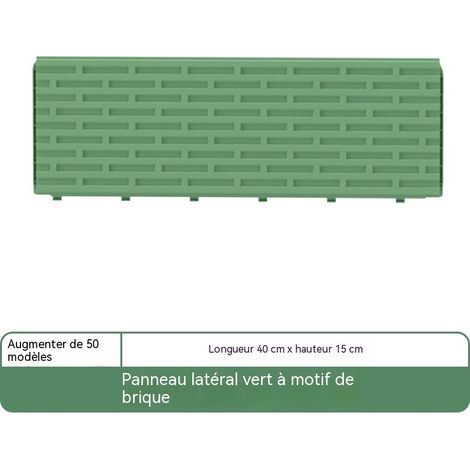 Kit de base pour potager surélevé avec système de circulation d'eau et bac de drainage, idéal pour le potager et le jardinage - Accessoires : panneau latéral imitation brique (40 cm) [Vert clair]
