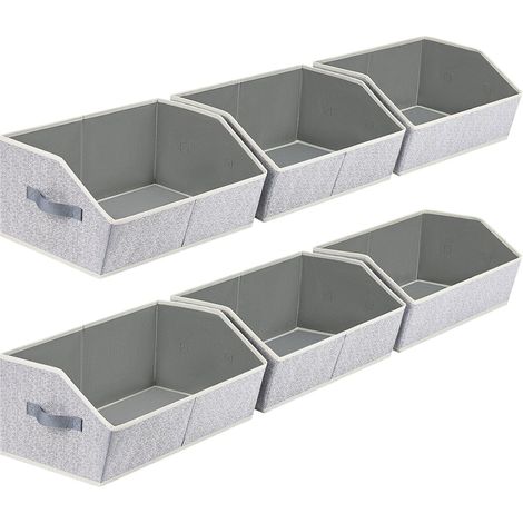 Boîte De Rangement Pour Placard - Boîte Trapézoïdale En Tissu Non Tissé Avec Poignées - Dimensions 42 X 28 X 20 Cm - 6 Pièces (1/5)