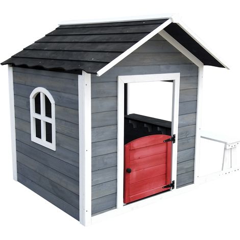 Casita Infantil de Madera Robincool 1,2 m² de 116x138x132 cm Diseño Abierto con Ventanas y Banco Exterior (1/5)