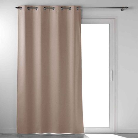 Rideau Lourd a oeillets 135 x 260 cm 100% occultant/chambray Occultiss Noisette (1/4)