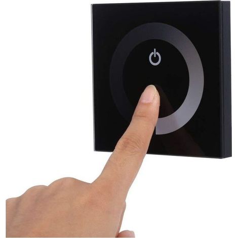 Touch Panel Wall Dimmer Controller, Single Color Touch Panel Wall Dimmer Controller, DC 12V-24V LED Strip Light (Black) (1/5)