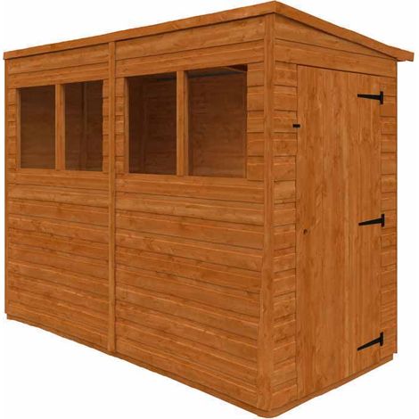 8x4 Flex Pent Summerhouse Garden Sunroom 12mm Flex - L238.8 x W115 x H203 cm - Solid Wood/Softwood/Pine - Burnt Orange