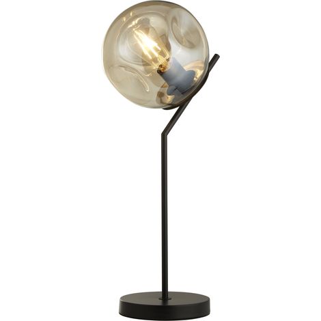 Lampe à poser E27 Metal noir & Verre Champagne déformé PUNCH (1/4)
