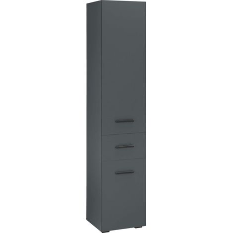 Meuble colonne de salle de bain avec 2 portes 1 tiroir anthracite (1/5)