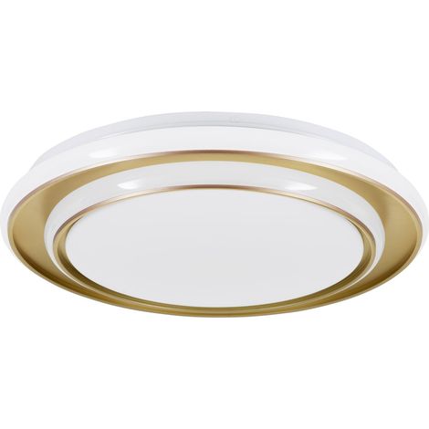 Plafoniera Moderna Moschetta Acciaio Oro Plastiche Bianche Led 24W 2800Lm Ip20