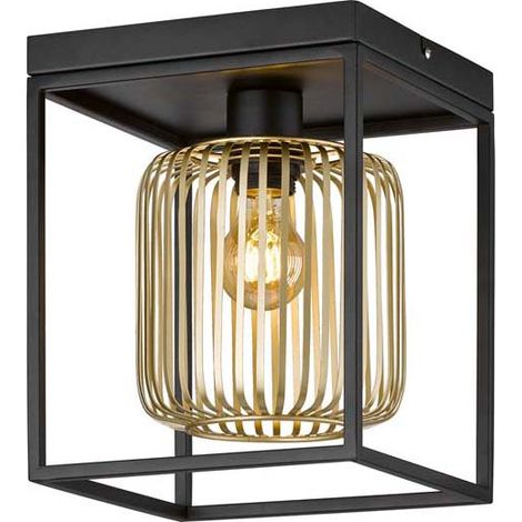Plafonnier lampe de salon plafonnier métal noir doré L 23 cm (1/3)