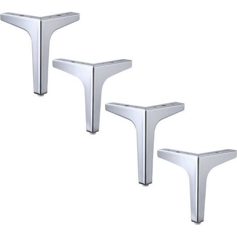 Métal Canapé Jambes Meubles Jambe de Remplacement Canapé Pieds Heavy Duty Triangle Cabinet Pieds Ensemble de 4 10 cm argent (1/4)
