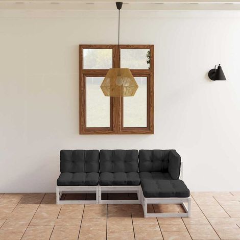 Salon de jardin 4 pcs Ensemble Table et Chaise de Jardin - avec coussins Bois de pin massif BV983237 - BonneVie (1/5)