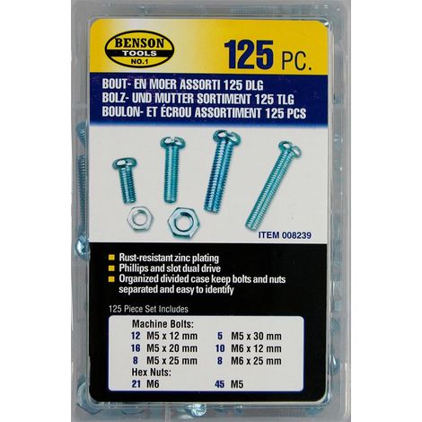 Set Bensontools Bulloni e dadi 125 Pezzi