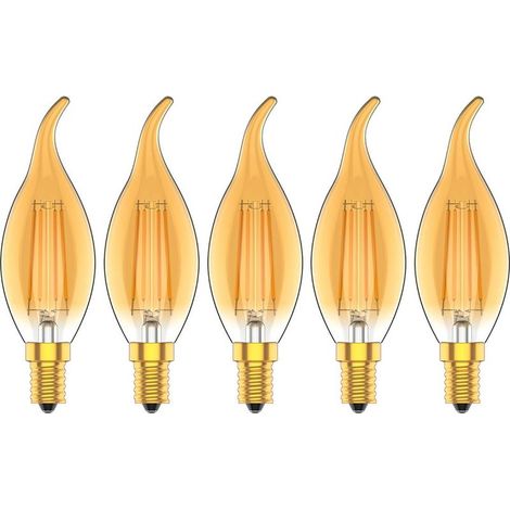 5 Pack Dimmable 4W E14 LED Vintage Filament Light Bulbs Warm White 2700K, Equivalent to 30W Incandescent Bulbs, 300LM, AC 220V (1/5)