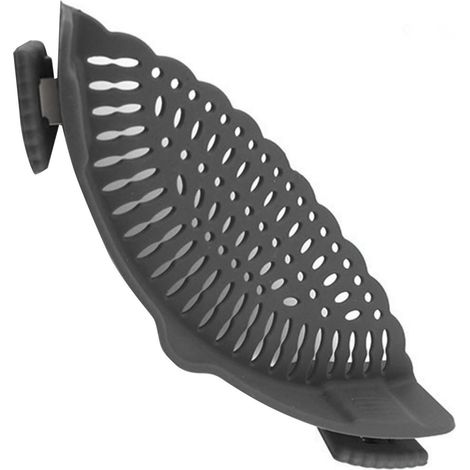 Passoire à pince Snap N Strain en silicone pour casseroles, viande, légumes, fruits, ustensiles de cuisine noirs (1/5)