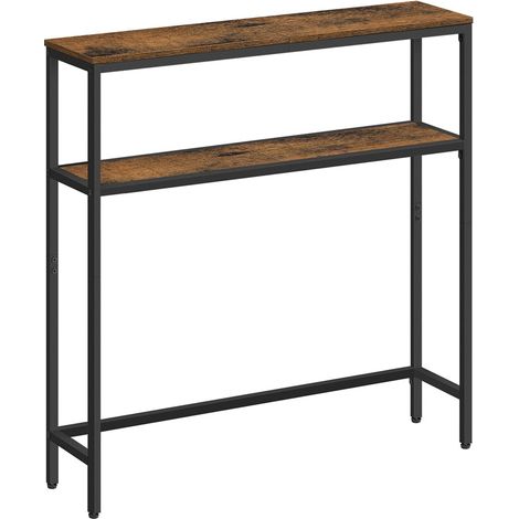 Consola de recibidor estrecha de 2 niveles mesa de salón de 20 x 120 x 80 cm mesa auxiliar con 2 estantes para salón o dormitorio color marrón 120005222
