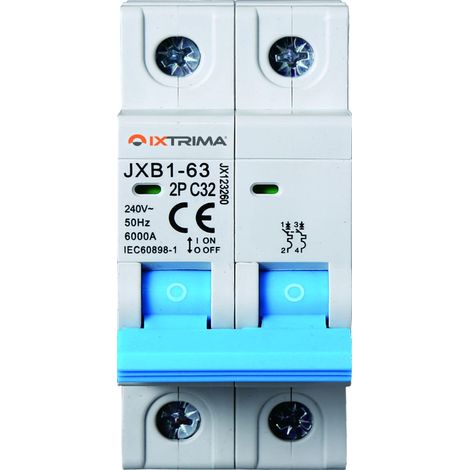 Interrupteur magnétothermique automatique, 2P 32A 220V 6kA, bipolaire MCB 2P C32 (1/4)