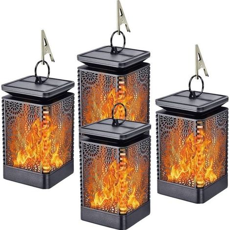 Flamme scintillante étanche lanterne extérieure lanterne suspendue paysage patio arrière-cour décor de jardin 2PC (1/5)