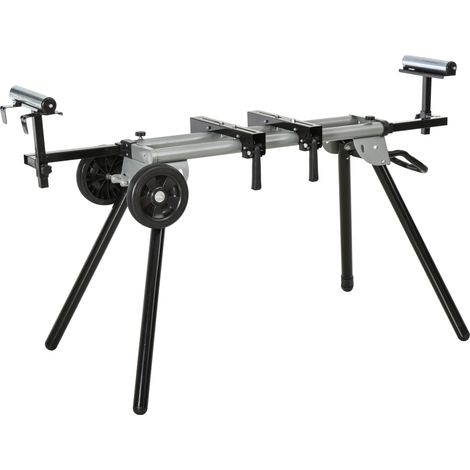 Soporte para sierra ingletadora de acero negro con extensión lateral 123,5-245 cm (1/5)