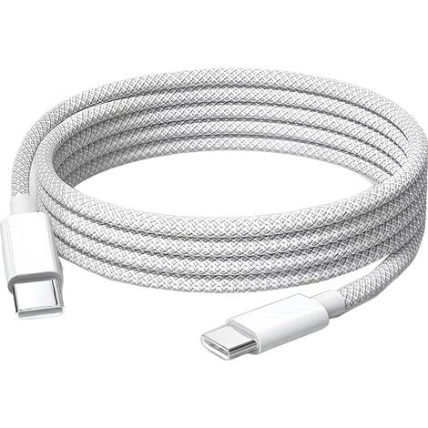 Cable USB C Tressé, Cable USB C Vers USB C, 1m Cable Chargeur, Pour iPhone 15/16/17,iPad, Samsung Et Autres Appareils D'Interface De Type C (1/5)
